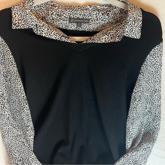Adrianna Papell Designer Long Sleeve Shirt With Attached Sweater Size Medium - Picture 2 of 13